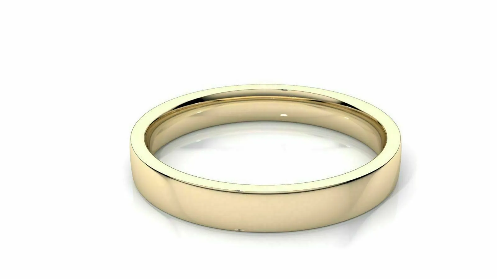 14k Solid Gold 3mm Comfort Fit Wedding Flat Band in 14k Yellow Gold All sizes 