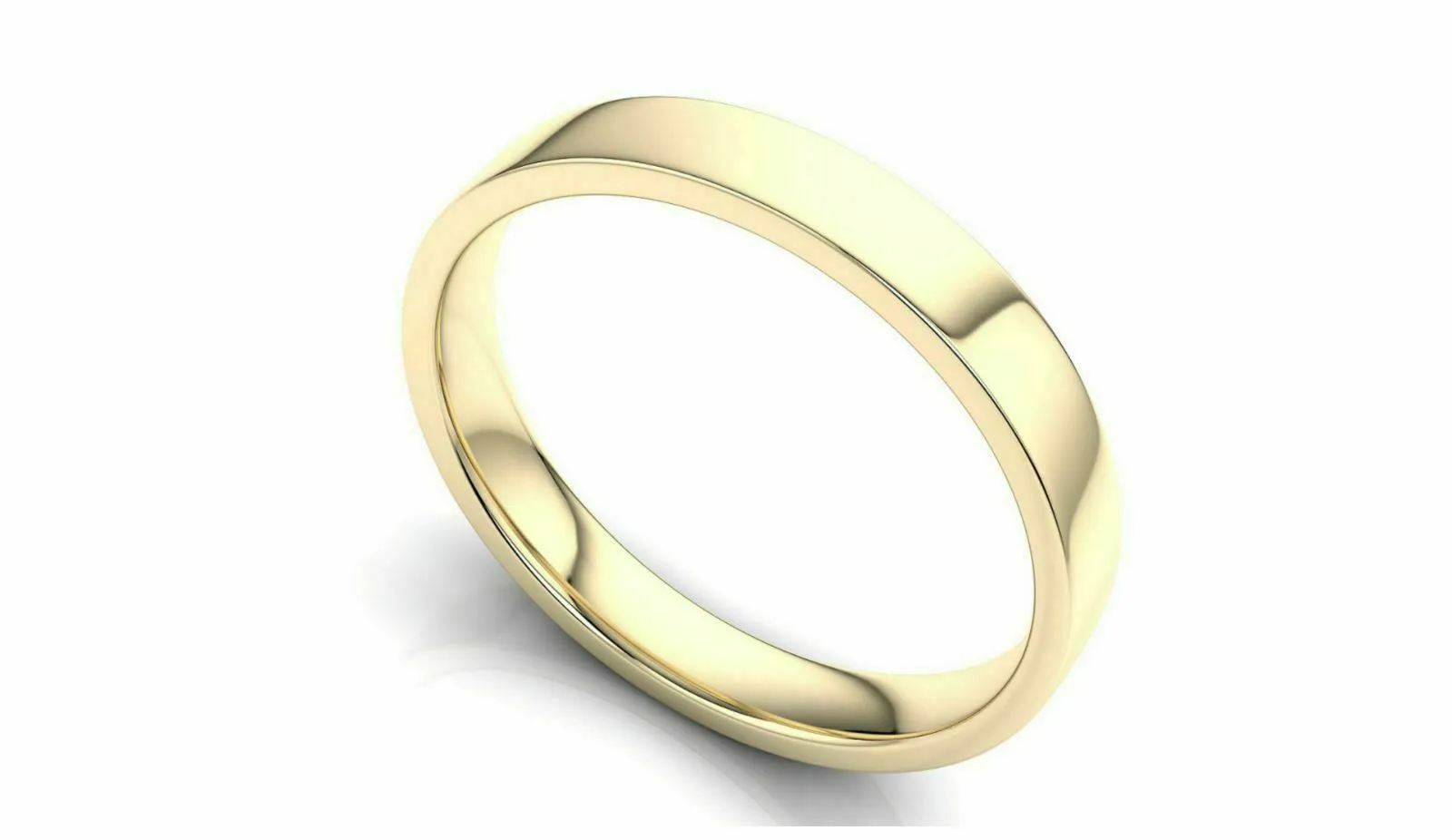 14k Solid Gold 3mm Comfort Fit Wedding Flat Band in 14k Yellow Gold All sizes 