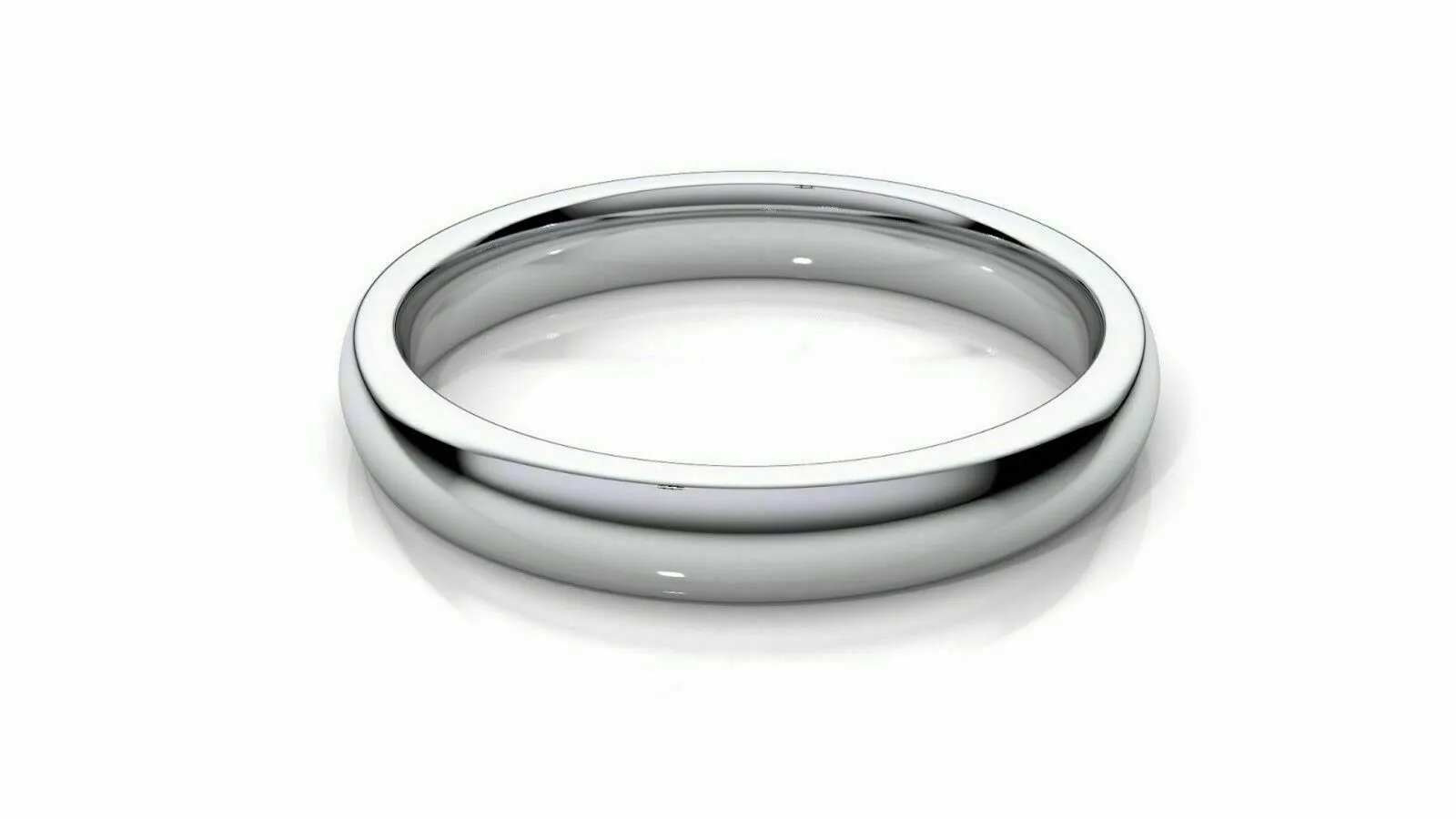 14k Solid Gold 4mm Comfort Fit Wedding Flat Band in 14k White Gold All sizes 