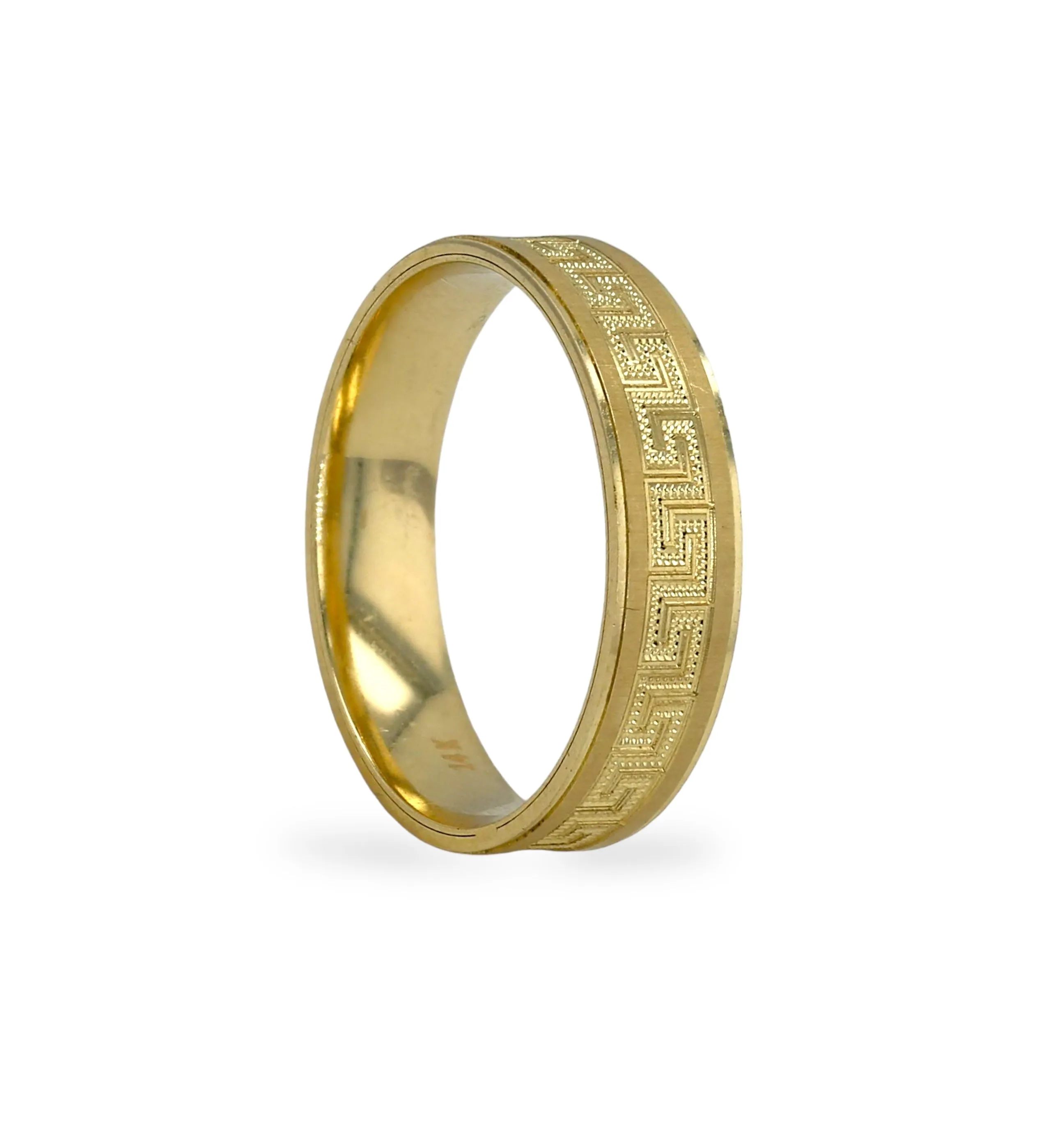 14k yellow gold Greek design man weeding band