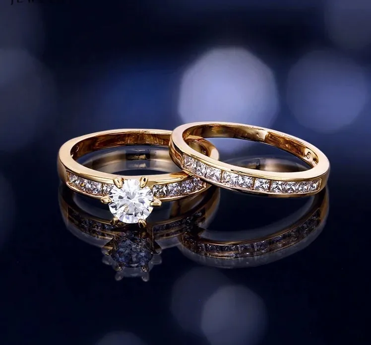 18K Gold plated Wedding Ring Set