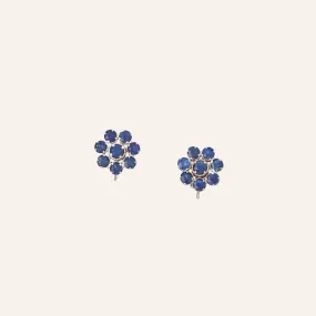 18K White Gold Mini Blossom Sapphire Earrings