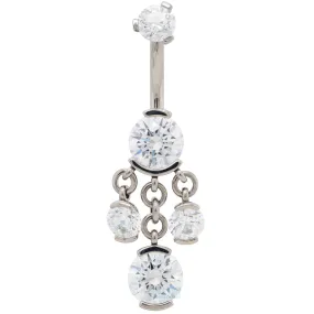 2 Prong-Set Faceted Gem Navel Curve with Dangle #9