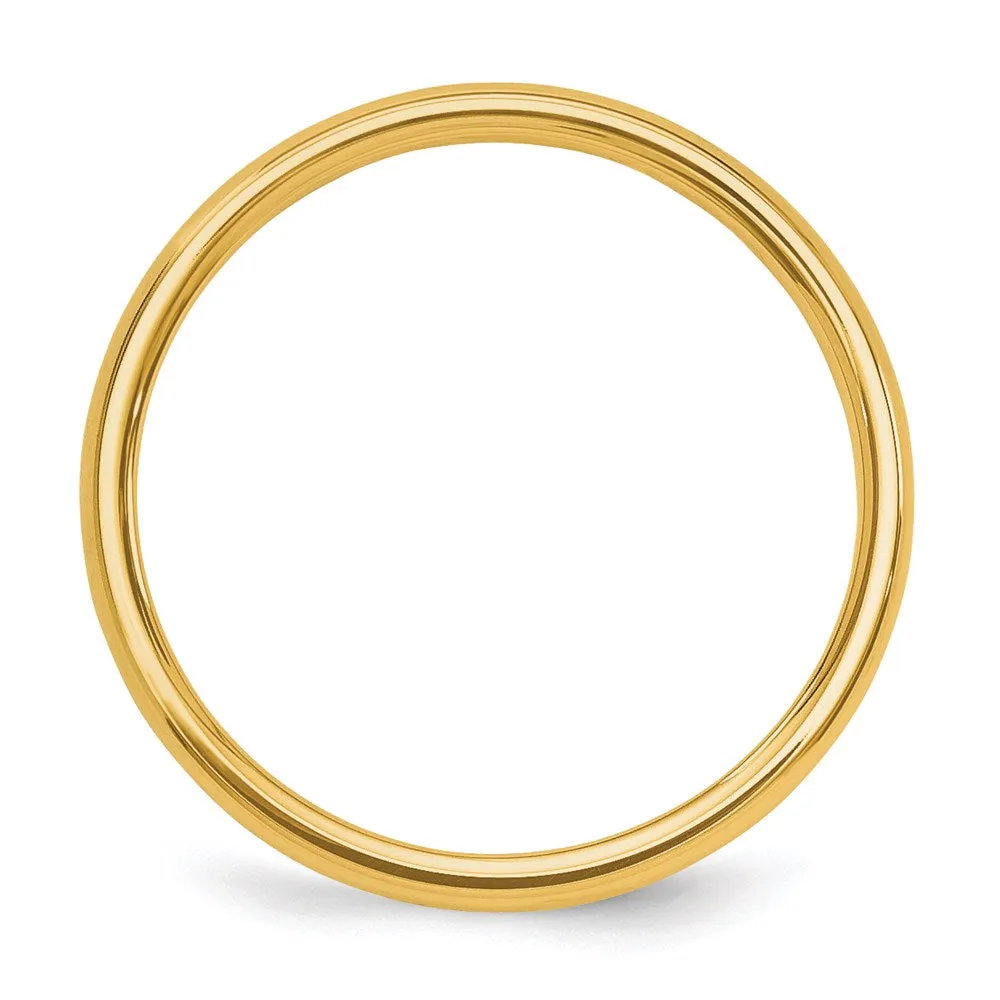 2mm 14K Yellow, White or Rose Gold Polished Domed Standard Fit Band