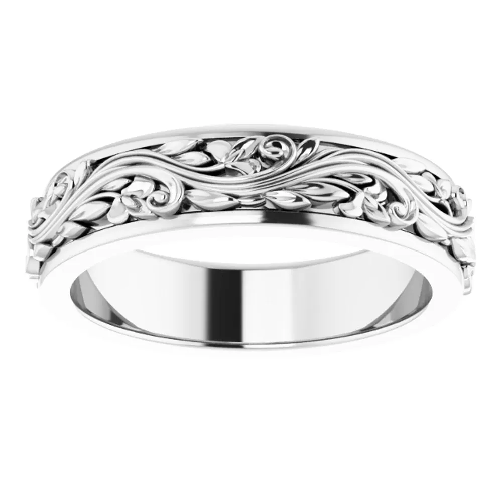 5mm 10K White Gold Sculptural Standard Fit Band