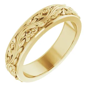 5mm 14K Yellow Gold Sculptural Standard Fit Band