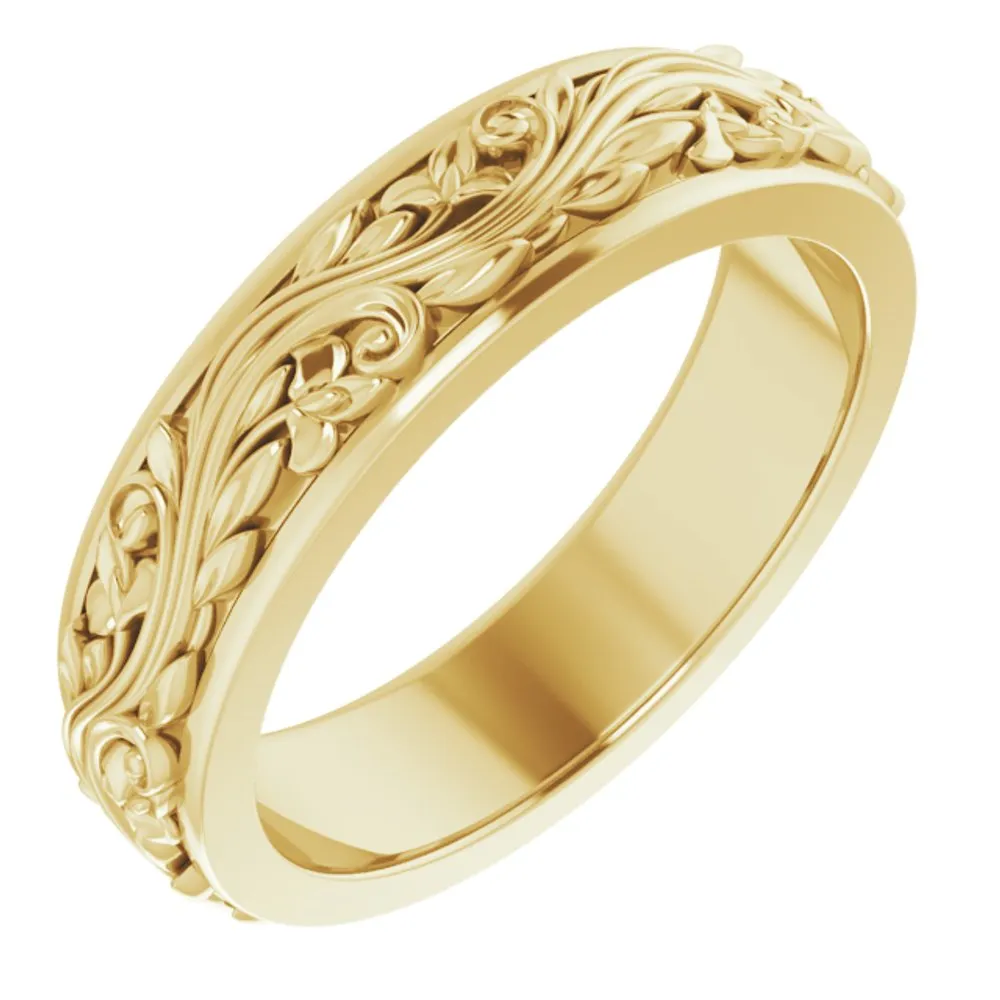 5mm 14K Yellow Gold Sculptural Standard Fit Band