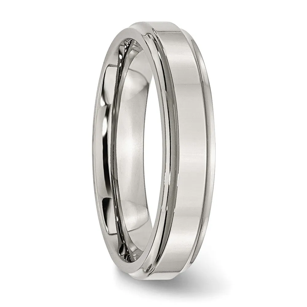 5mm Stainless Steel Polished Ridged Edge Standard Fit Band