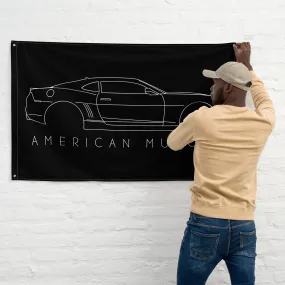 5th Gen Camaro Line Art Wall Flag Garage Decor Man Cave Art