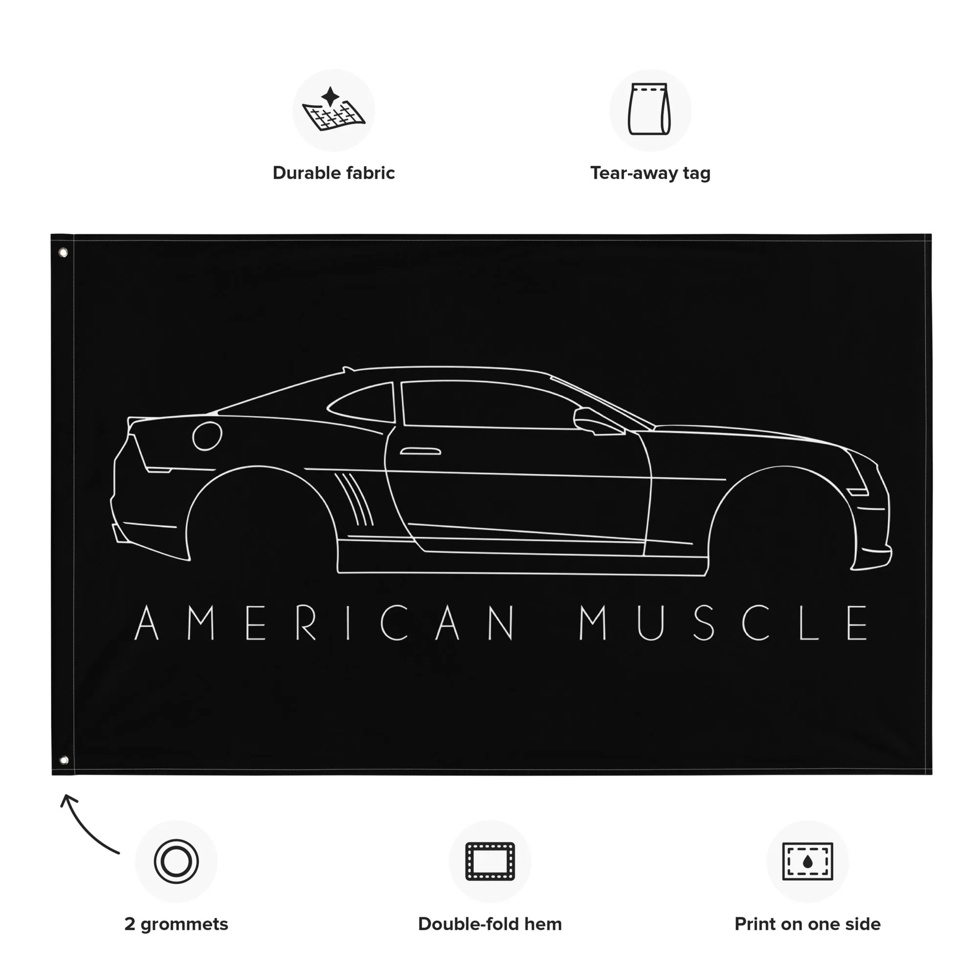 5th Gen Camaro Line Art Wall Flag Garage Decor Man Cave Art