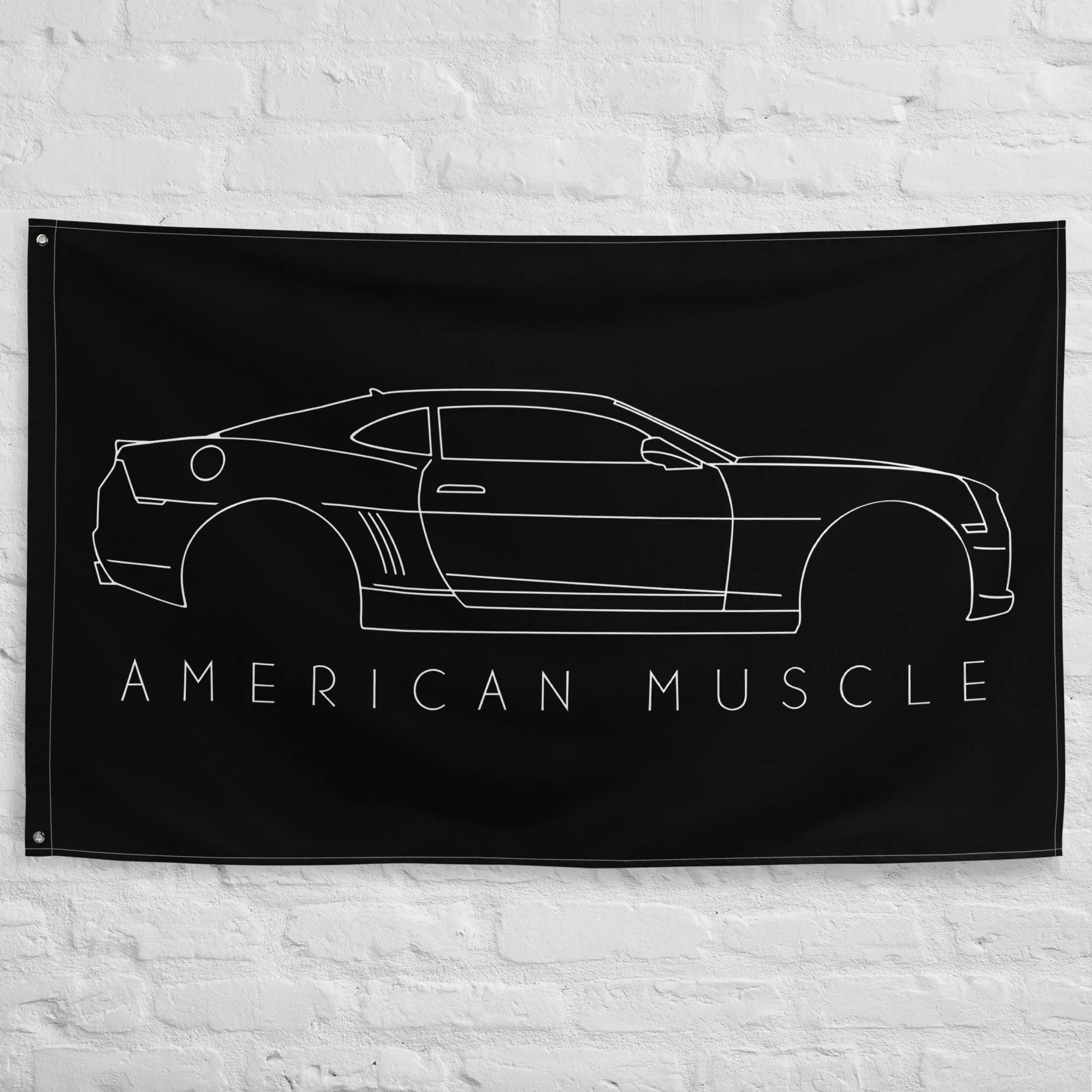 5th Gen Camaro Line Art Wall Flag Garage Decor Man Cave Art