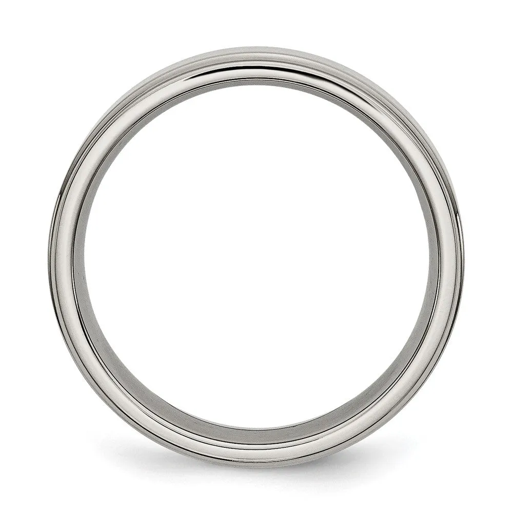 6mm Titanium Polished Flat Ridged Edge Standard Fit Band