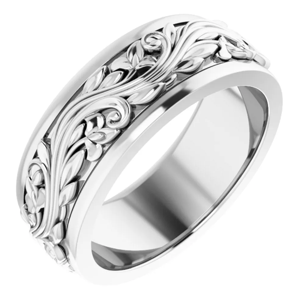 7mm 14K White Gold Sculptural Standard Fit Band