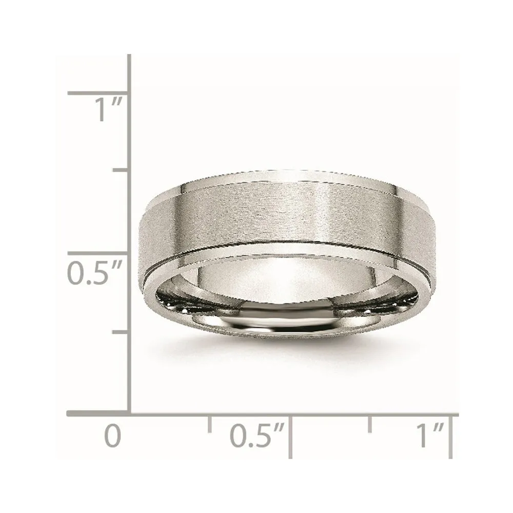 7mm Stainless Steel Brushed Center Ridged Edge Standard Fit Band