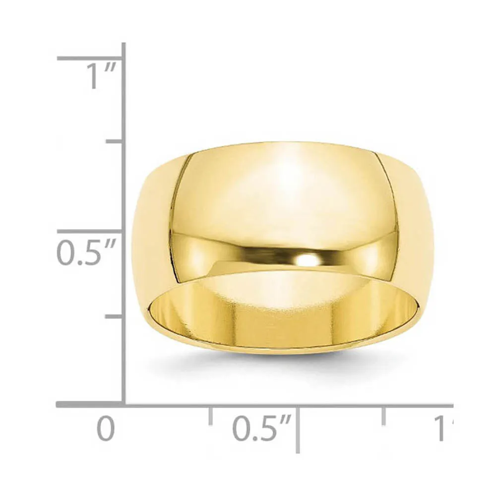 7mm to 12mm 10K Yellow Gold Half Round Standard Fit Band