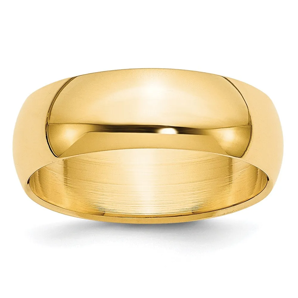 7mm to 12mm 10K Yellow Gold Half Round Standard Fit Band