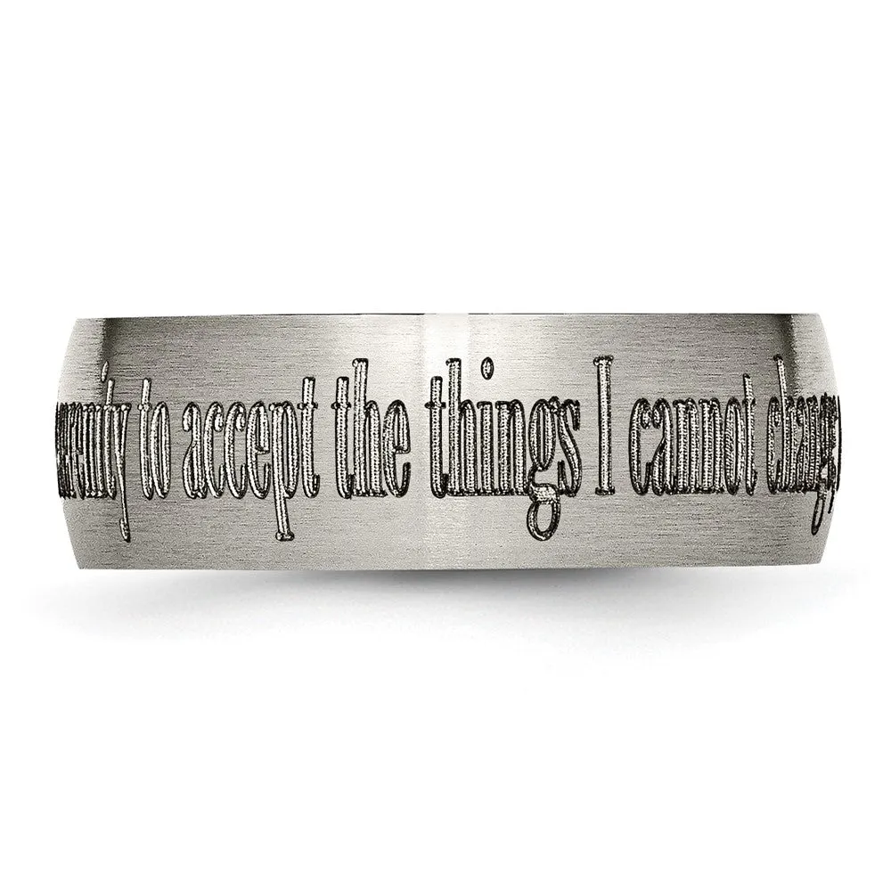 8mm Titanium Domed Serenity Prayer Etched & Brushed Standard Fit Band