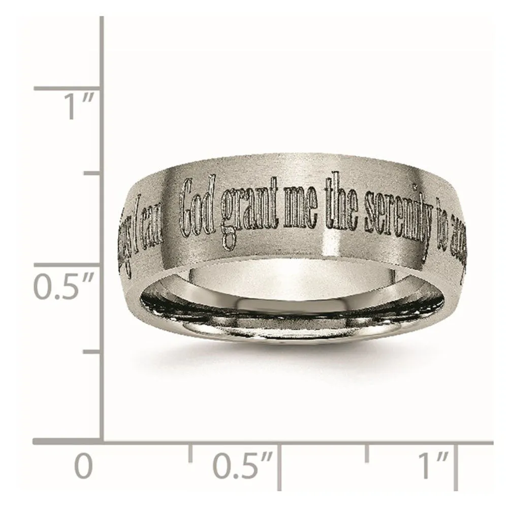 8mm Titanium Domed Serenity Prayer Etched & Brushed Standard Fit Band