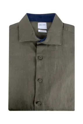 Abelard Slim Single Cuff European Linen Shirt Khaki