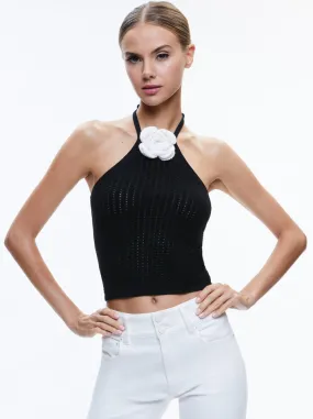 Alice + Olivia - Bessie Halter Top - Black/Soft White