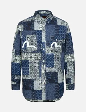 Allover Dermatoglyphic block and Seagull Print Relax Fit Shirt