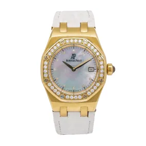 Audemars Piguet Royal Oak Lady 67601BA.ZZ.D012CR.03 33MM White FACTORY Mother of Pearl Dial With Leather Bracelet