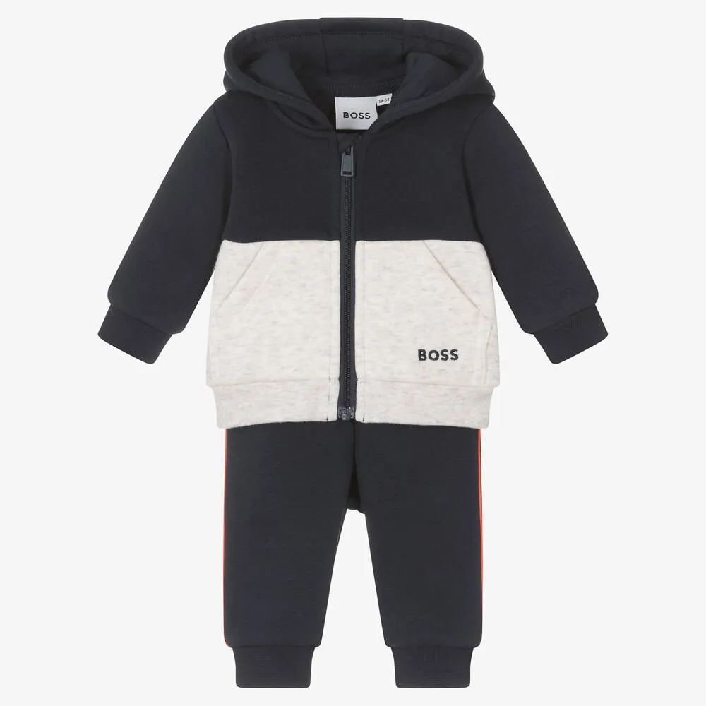 Baby Boys Blue & Grey Cotton Tracksuit