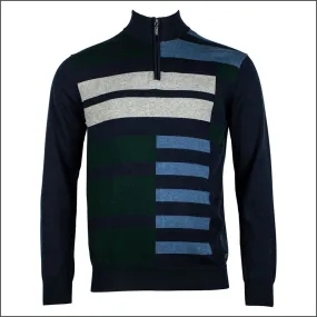 Bailey's Navy Pattern Zip Neck: