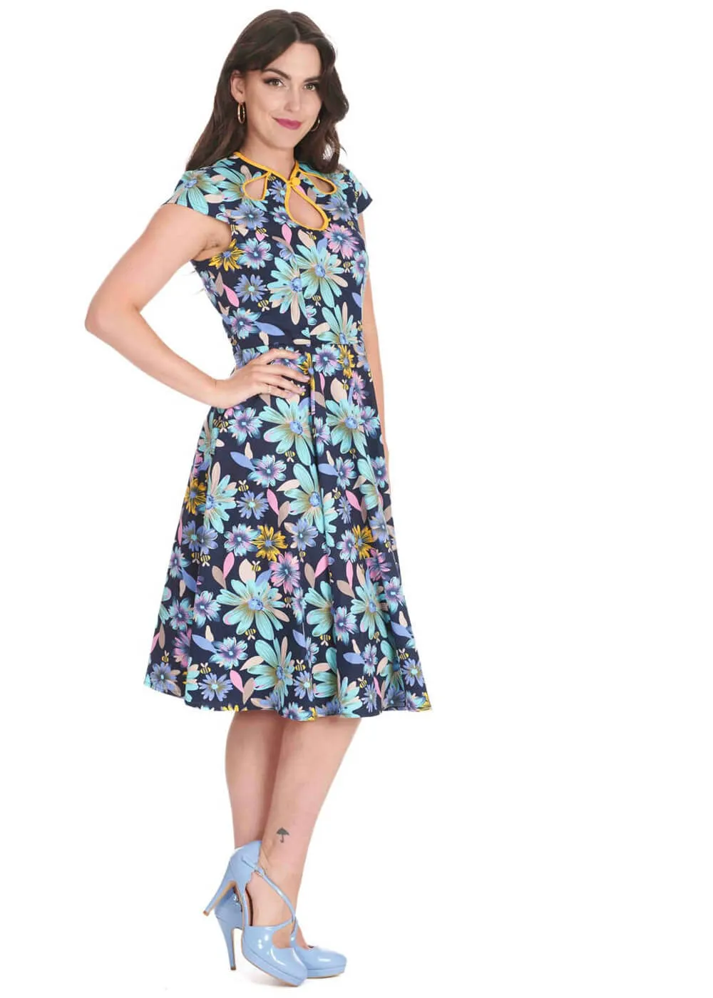 Banned Summer Bee 50's Swing Dress Navy