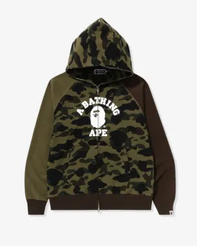 BAPE 1ST CAMO CRAZY COLLEGE FULL ZIP HOODIE - GREEN