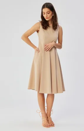 Beige fit and flare dress