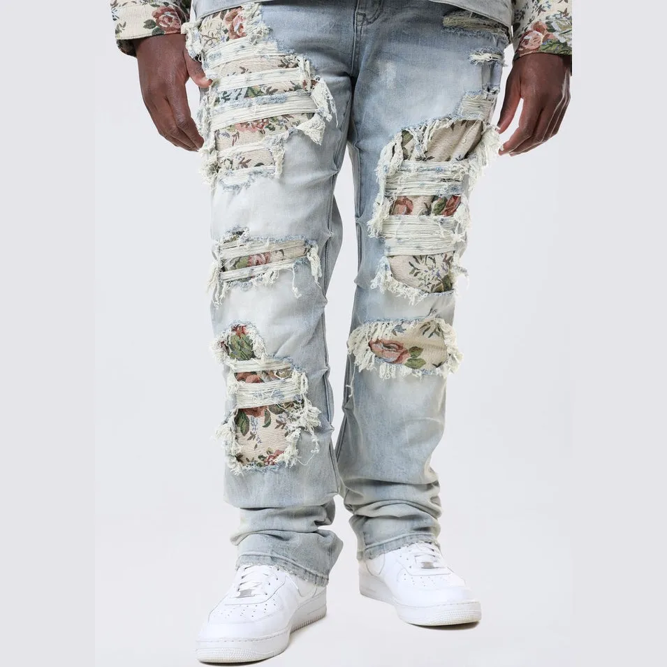 Big and Tall - Tapestry Applique Jeans - Seville Blue