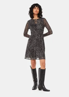 Black Feather Leopard Flippy Dress