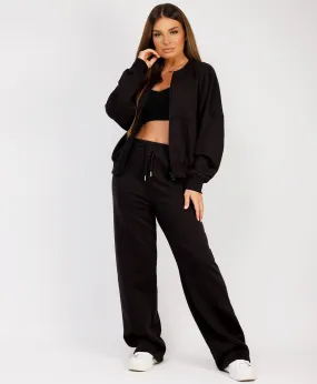 Black Fleece Bomber Wide-Leg Trousers Tracksuit