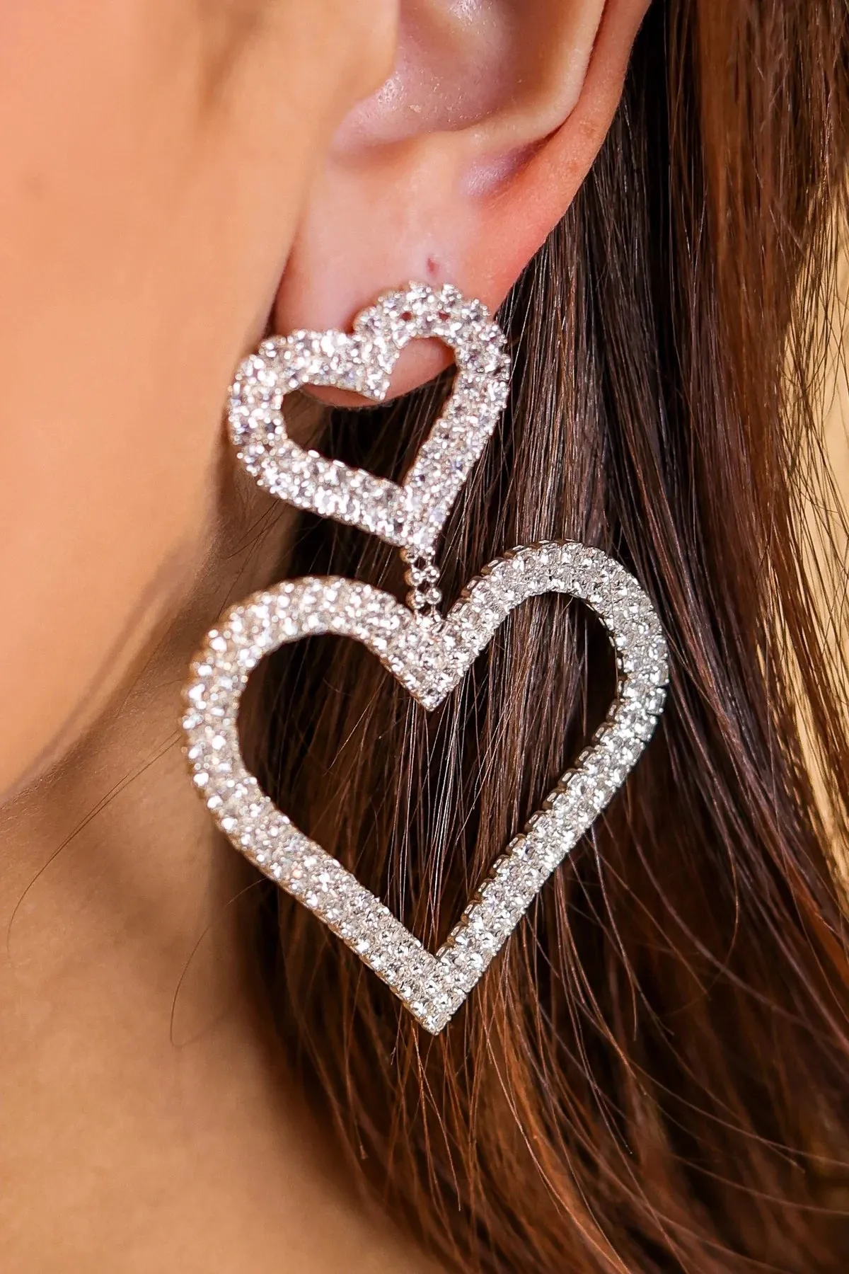 Bling Double Heart earrings