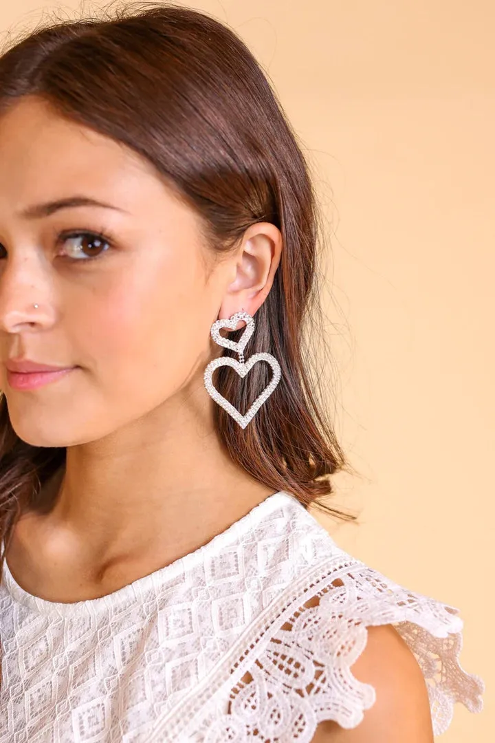 Bling Double Heart earrings