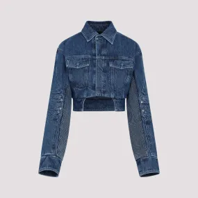 Blue Motorcycle Hole Crop Jacket