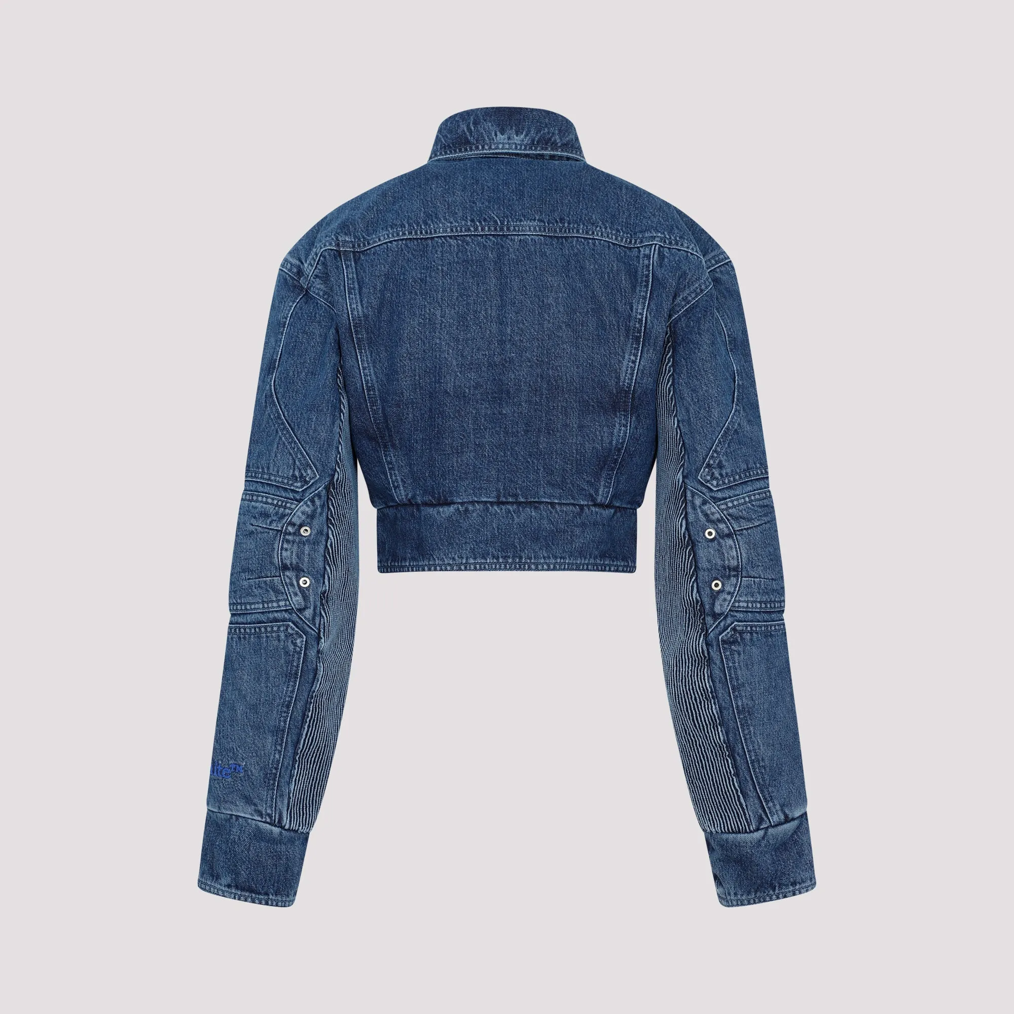 Blue Motorcycle Hole Crop Jacket