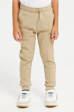 Boys Beige Printed Jogger Pant