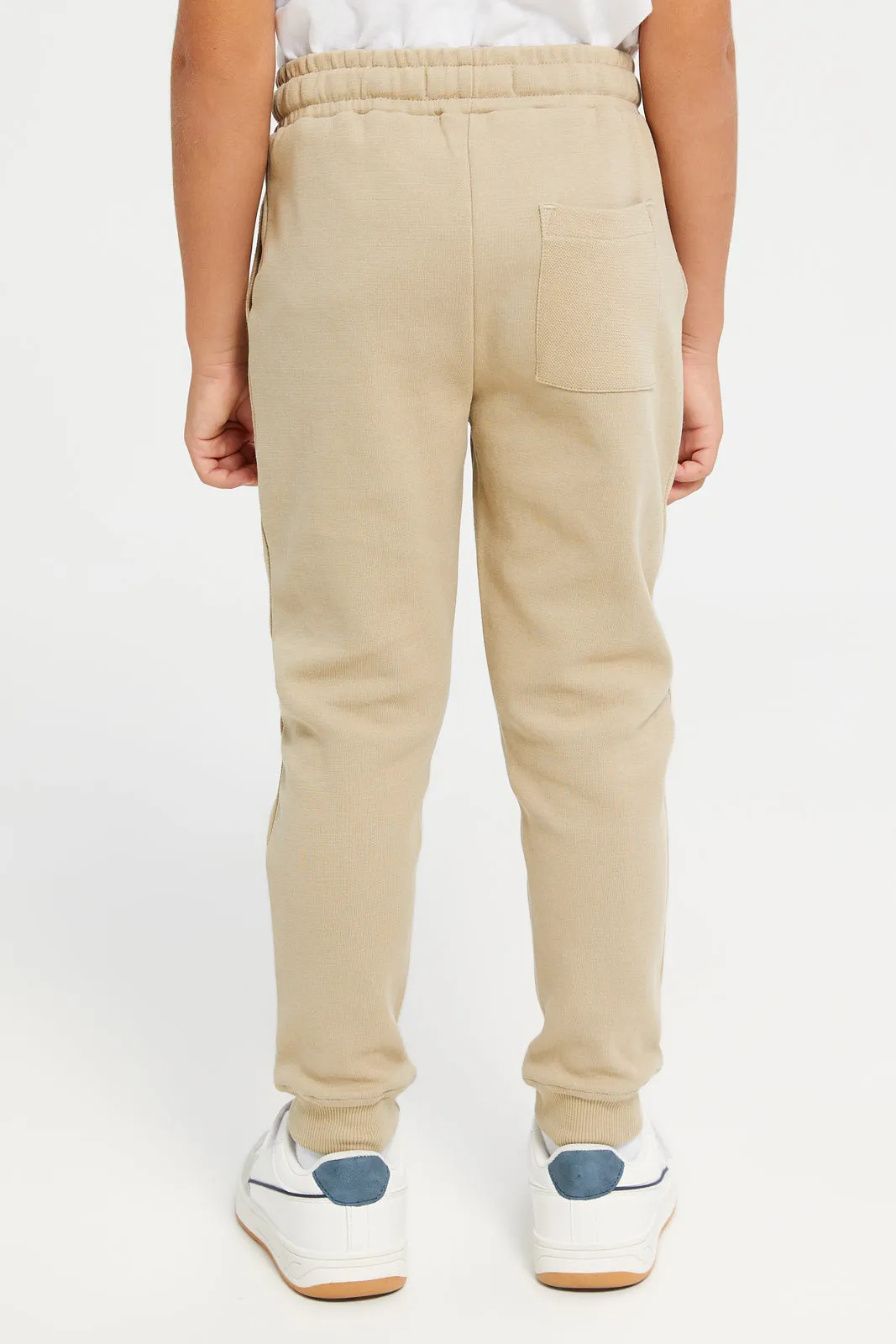 Boys Beige Printed Jogger Pant