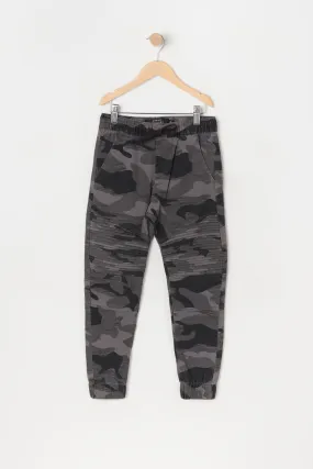 Boys Camo Print Moto Jogger