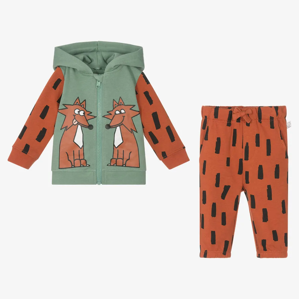 Boys Green & Brown Fox Tracksuit