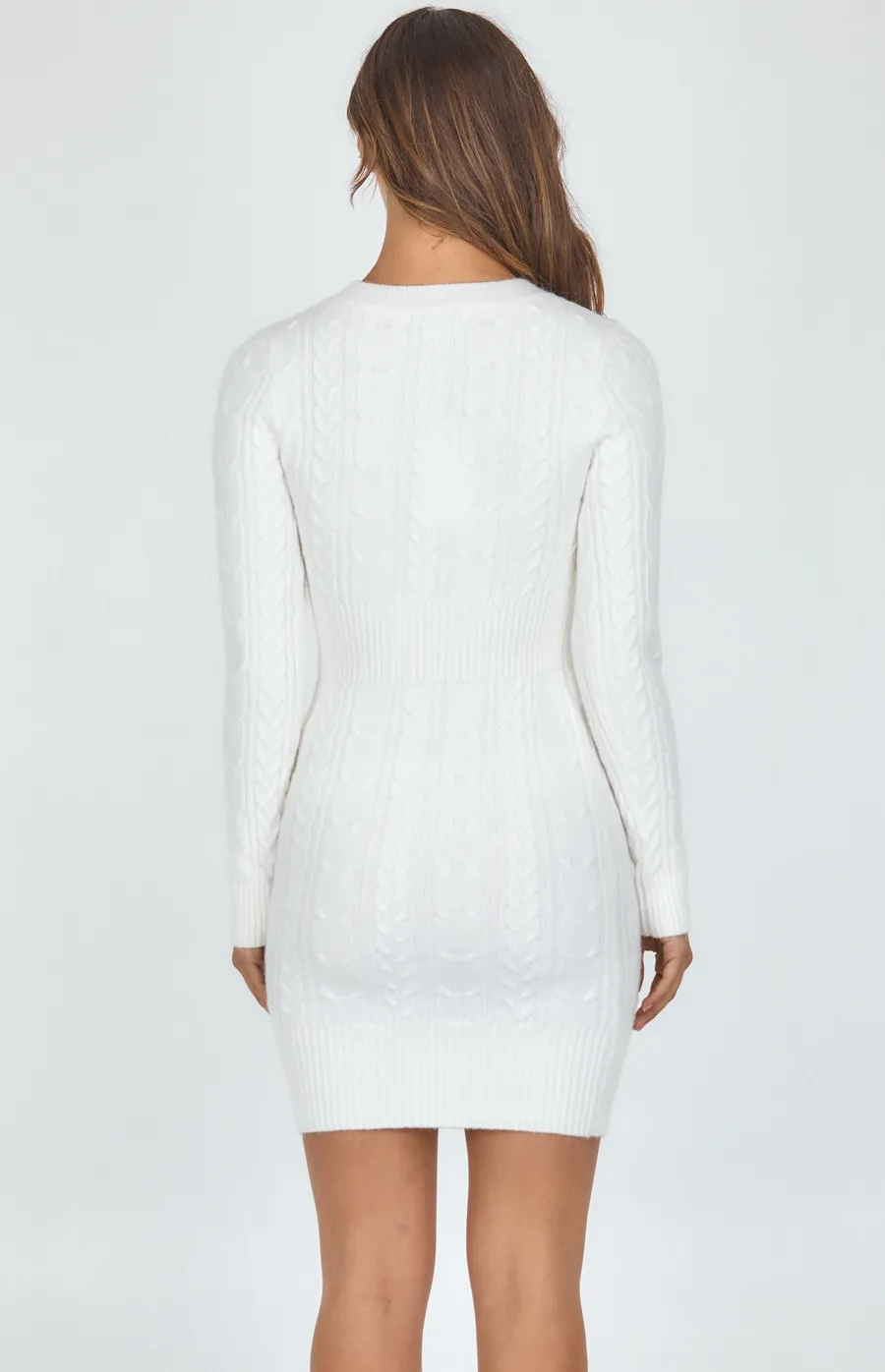 Cable Textured Long Sleeve Knit Dress (SKN489)