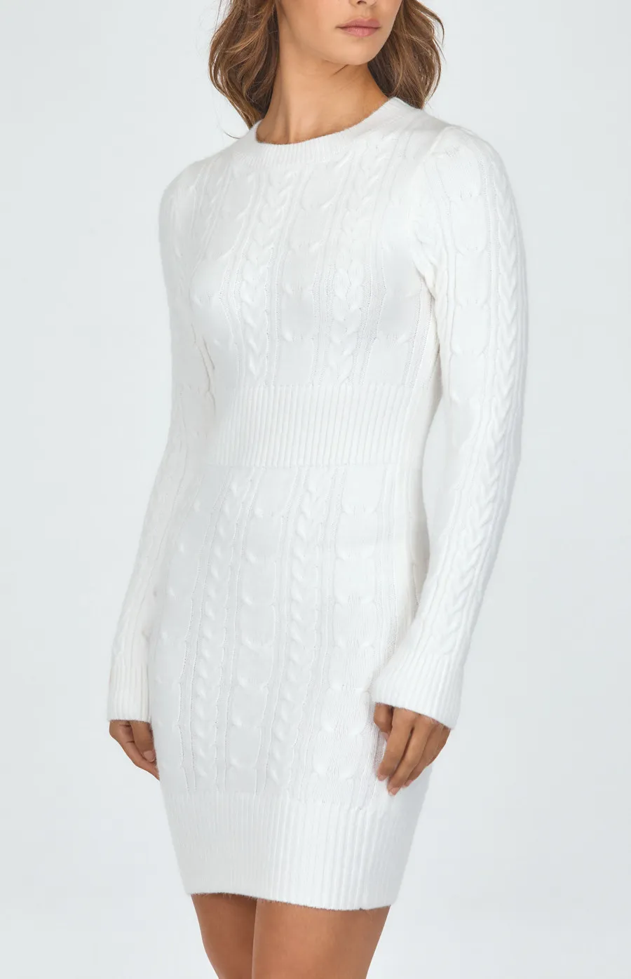 Cable Textured Long Sleeve Knit Dress (SKN489)