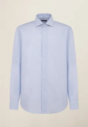 Camicia azzurra millerighe cotone comfort fit