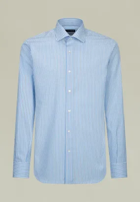 Camicia azzurra rigata bianca NO-STIRO slim