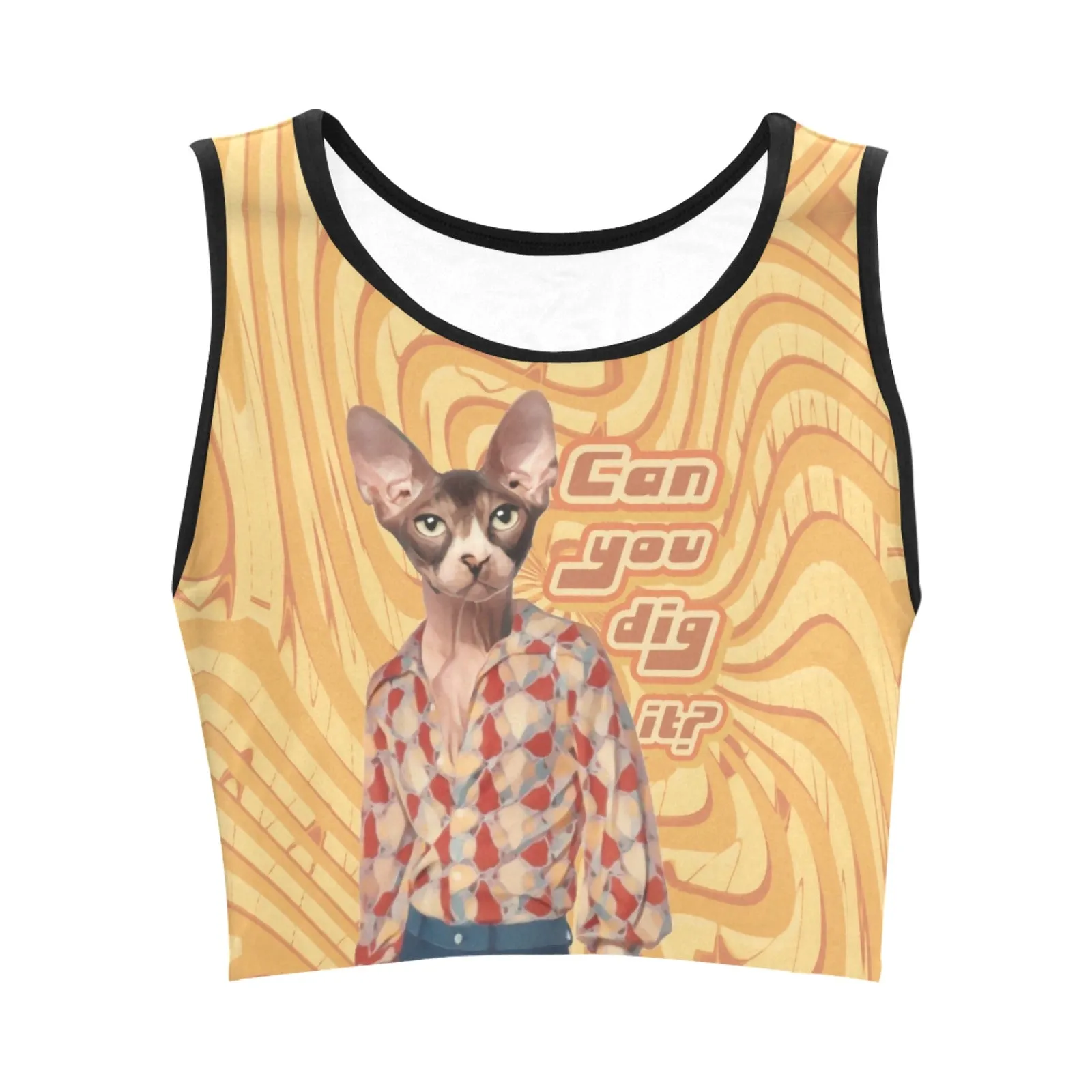 Can You Dig It? - 70s Cat Fitted Crop Top