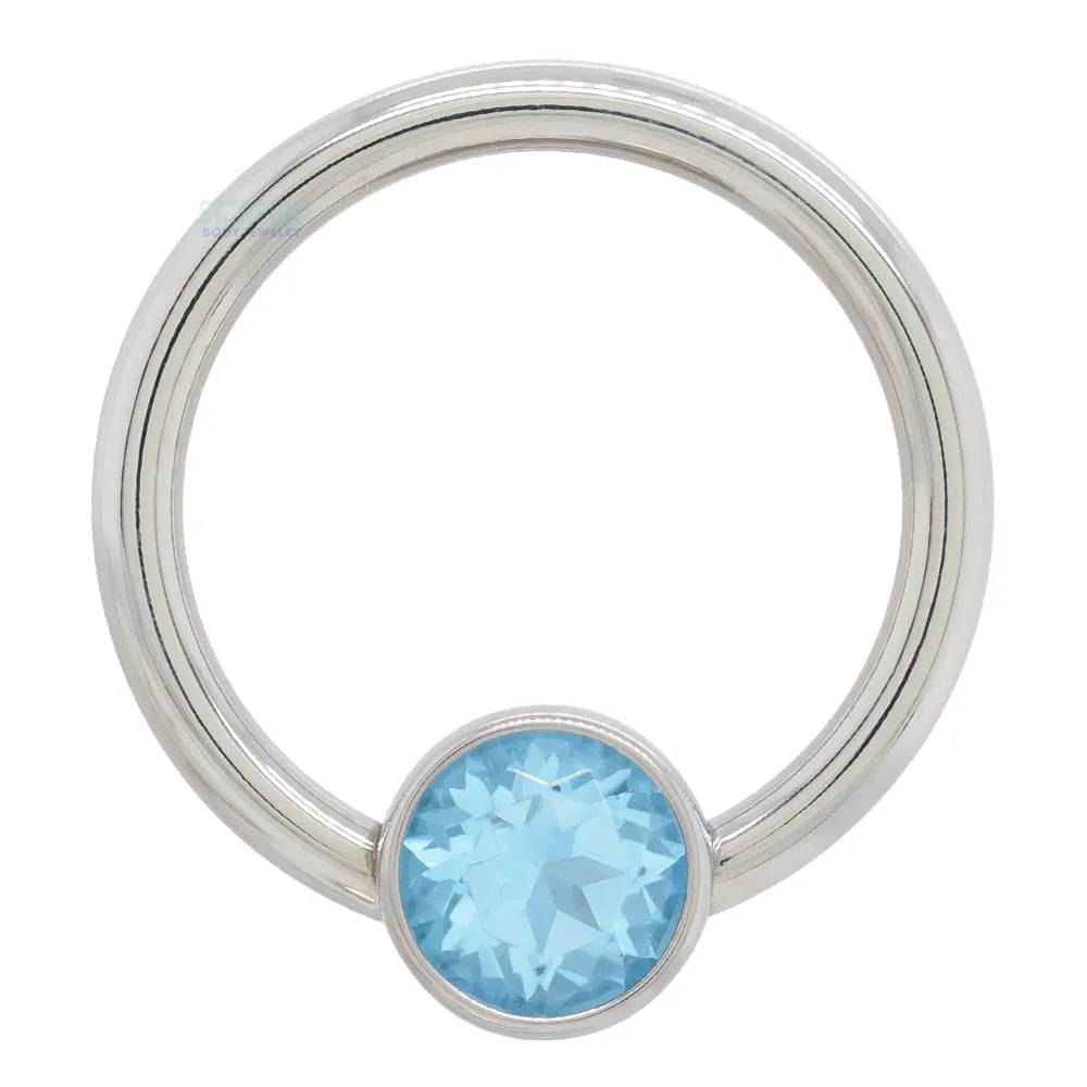 Captive Bead Ring (CBR) with Bezel-set Genuine Topaz