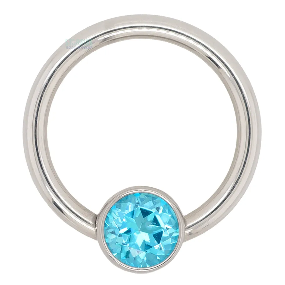 Captive Bead Ring (CBR) with Bezel-set Genuine Topaz