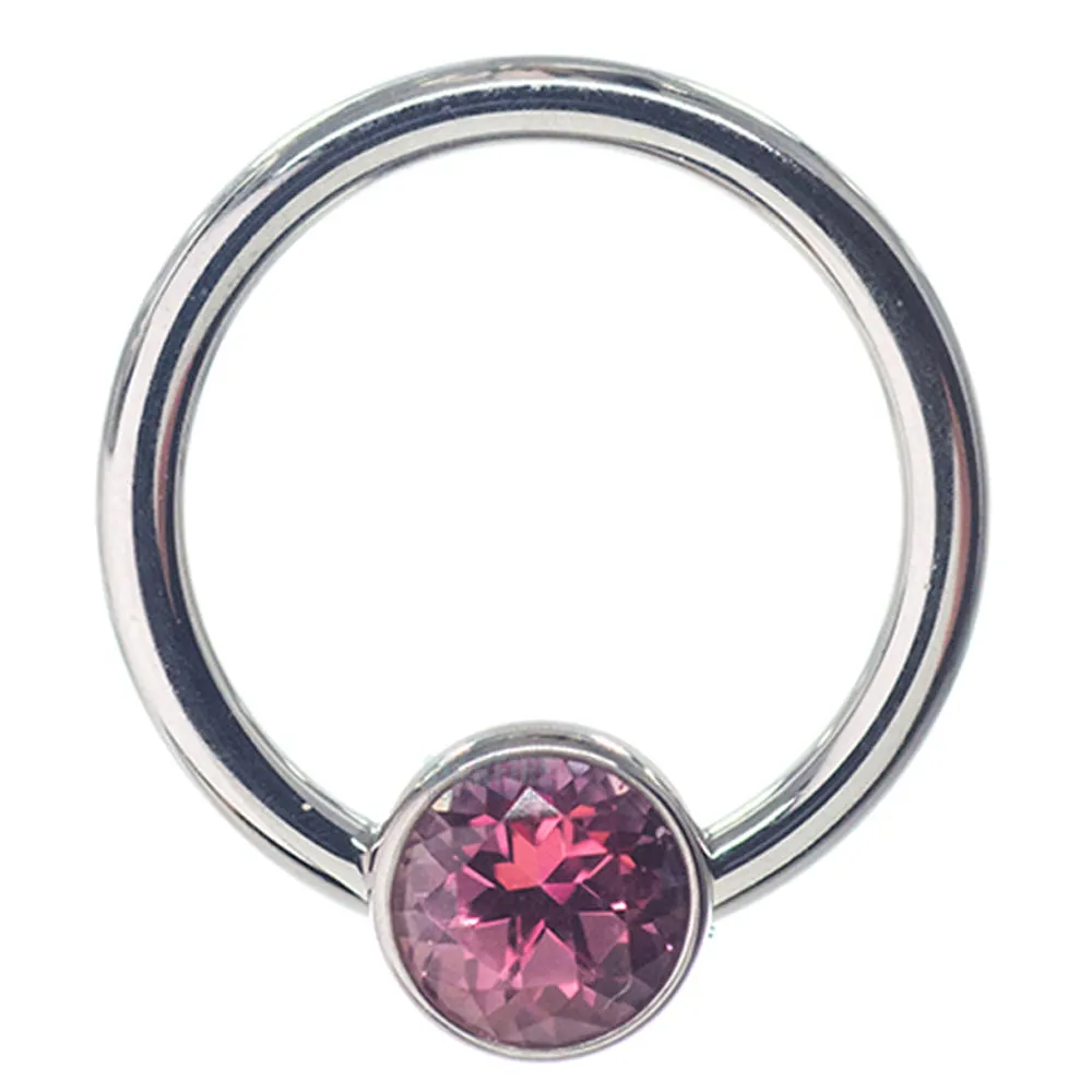 Captive Bead Ring (CBR) with Bezel-set Genuine Topaz